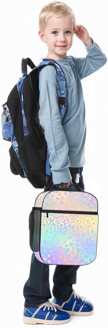 Pardick Neon Leopard Print Insulated Tote Lunch Box Lunch Bag Tote Cooler Freezable Meal Prep Bag Waterproof Leakproof Cooler Lunch Container For Picnic Office