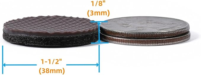 Furnigear Non Slip Furniture Pads - Self Adhesive Rubber Anti Skid Pads Grippers Rubber Chair Feet Furniture Pads for Hardwood Floors -Protectors for Furniture Table Legs Anti Slip 32 Pcs 1-1/2" Round