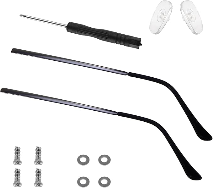 1 Pair Universal Glasses Repair Kit with Screws & Screwdriver Arm Replacement Eyeglass Screws Repair Kit Eye Fixing Screwdriver Eyeglasses Screw Legs Replacement Parts(Dark Grey)