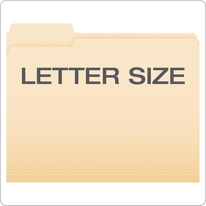 Pendaflex File Folders, 250 Bulk Pack, Durable Manila Folders, Letter Size (8.5" x 11"), 3 Tabs for Easy Labeling, Everyday Filing Essential for Offices, Classrooms & Home Document Organization