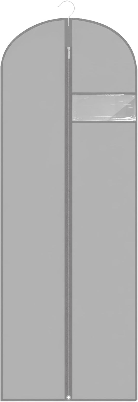 Dress Bags for Gowns Long, 65'' Garment Bags for Hanging Clothes, Suit Bag Cover for Storage and Travel (Grey)