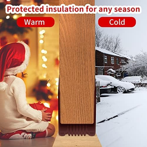 Door Draft Stopper, 39” Length Cuttable Weather Stripping Seal, Strong Adhesive Door Sweep for Exterior and Interior Doors (2, Brown)