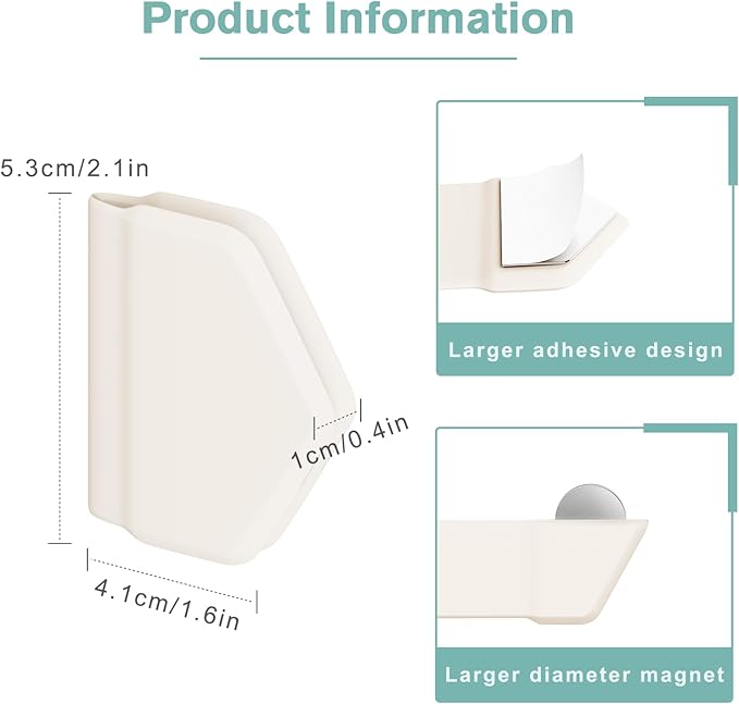 6 Pack Magnetic Silicone Shower Curtain Clips for Liners, Self-Adhesive Waterproof Splash Guards, Strong Magnet Curtain Holders Keep Liner Sealed to Wall, Windproof Easy Installation No-Drill (White)