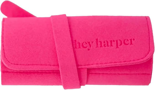 Hey Harper Travel Jewelry Organizer Roll – Compact Storage Pouch for Rings, Earrings, Necklaces & Bracelets – Foldable Case for Women (Included Only Roll) (Fuchsia)