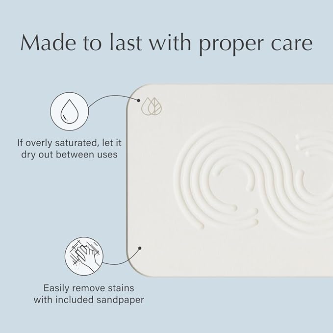 Dorai Home Bath Stone Mat 23.6"x15.4" (2-Pack) – Quick-Dry, Non-Slip Diatomite Stone Bath Mat for Bathroom, Zen Slate