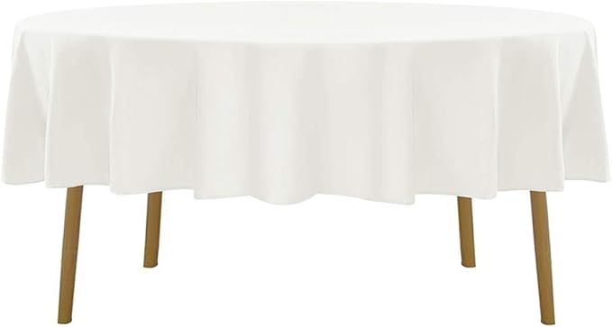 Cupuamon 70 inch Round Tablecloth Washable Polyester Table Cloth Decorative Table Cover for Wedding Party Dining Banquet (70 inch, Ivory)