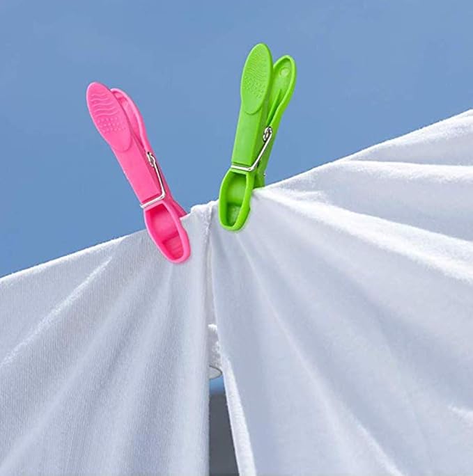 Sturdy Clothesline Pins for Drying Clothes Large Plastic Clothespins Hanger Clips Pegs Laundry Clamps 24 Pack Green