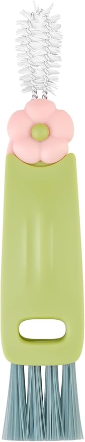 3 in 1 Bottle Gap Cleaning Brush, Multifunctional Cup Lid Gap Cleaner, Portable Crevice Cleaning Brush Set, Suitable for Household Use and Carry Outdoors, for Bottle Gap Tight Spaces Cup (Green)