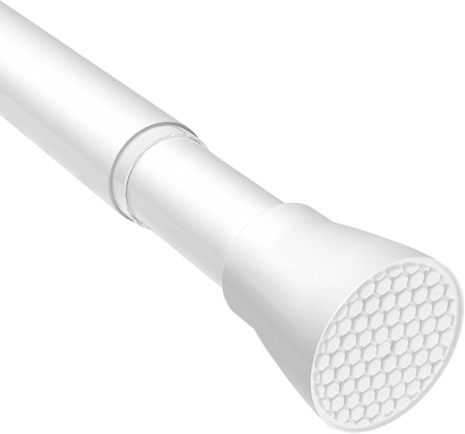 Tension Curtain Rod 1pc, Tension Rods For Windows 28 To 48 Inch, Spring Adjustable White Tension Curtain Rod For Bathroom Window, Non-Slip Tension Rod