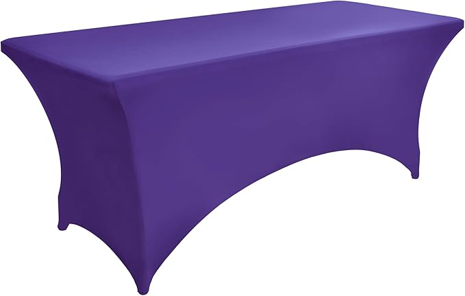 ZarzaaSik 2-Pack 8ft Spandex Table Covers for Rectangle Folding Tables - Washable Elastic Tablecloth - Ultimate Fitted Table Protector for Birthday Parties, Trade Shows, Banquet