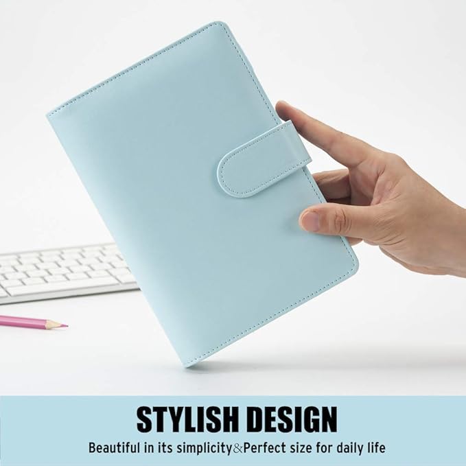 Sooez A6 Notebook Binder, 6 Ring Planner with Stylish Design, Loose Leaf Personal Organizer Binder Cover with Magnetic Buckle Closure, PU Leather Binder for Women with Soft Colors, 7.48"x5.2"