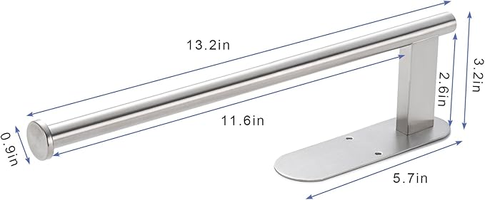 Honmein Paper Towel Holder, Upgrade SUS304 Stainless Steel Paper Towel Holder Under Cabinet, Bend-Resistant, Self-Adhesive or Drill mounting (Silver)