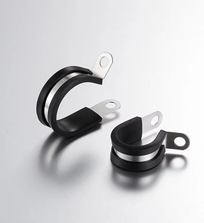 30PCS 3/8 Inch Cable Clamps, 304 Stainless Steel Rubber Coated Cable Clamps, Pipe Clamps