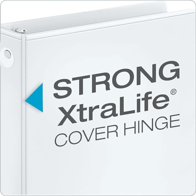 Cardinal 1 Inch 3 Ring Binders, White, 12 Pack, Round Ring Binder, Holds 225 Sheets, PVC Free, Customizable Covers, 2 Pocket View Binders for Office and School Organization