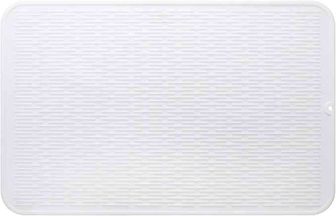 Silicone Dish Drying Mat for Multiple Usage, Easy Clean, Eco-friendly, Heat-resistant Silicone Mat for Kitchen Counter or Sink, Refrigerator or Drawer Liner White 3XL 28 inches x 18 inches