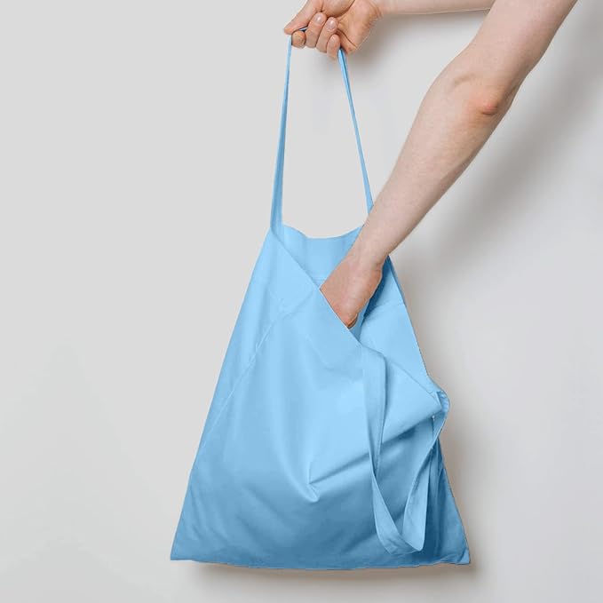 NPBAG 25 Pack 15'' X 16'' Baby Blue Cotton Tote Bags, Lightweight Blank Bulk Cloth Bags with 1pc of PTFE Teflon Sheet