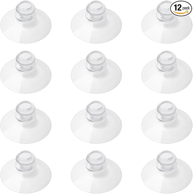 12 Pieces 1.2 inch Small Clear Suction Cups for Glass, Without Hooks Without Holes, Thick Professional Sucker Pads for Organization Decoration Window Bathroom Kitchen Car Radar Detector