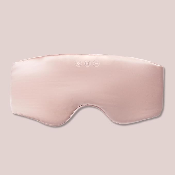 SilkSound 100% Mulberry Silk Bluetooth Sleep Mask for Side Sleepers, Sleeping Eyemask with Bluetooth Headphones, Eye Mask Headphones, Sleep Headphones for Side Sleepers, White Noise Head Phones