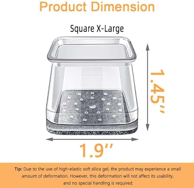 32 Pcs Square Chair Leg Protectors for Hardwood Floors, Felt Furniture Floor Protectors with Silicone Caps, Extra Large Size (Fits Chair Legs with Side Length: 1-5/8" to 2")