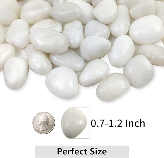 River Rocks for Landscaping, Natural Polished Pebbles for Indoor Plants, Small Decorative White Stones for Vase Fish Tank Aquariums Landscaping Garden, 20lbs