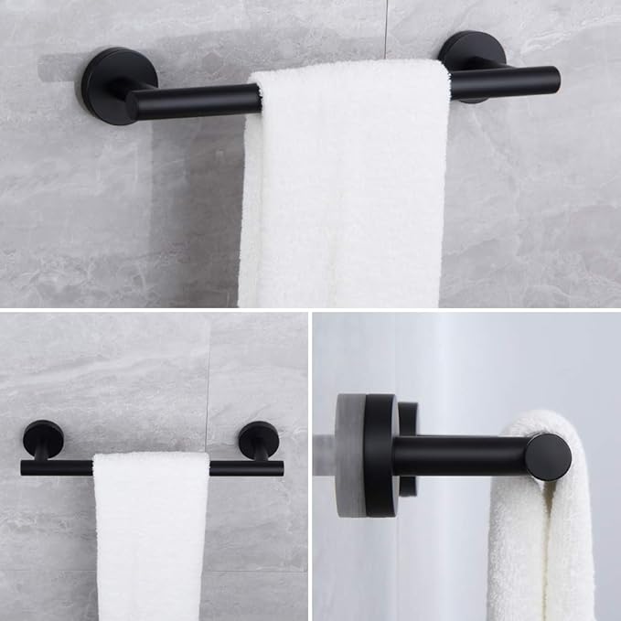 kimzcn Matte Black Hand Towel Bar SUS 304 Stainless Steel 12-Inch Towel Rack Holder for Bathroom Wall Mount