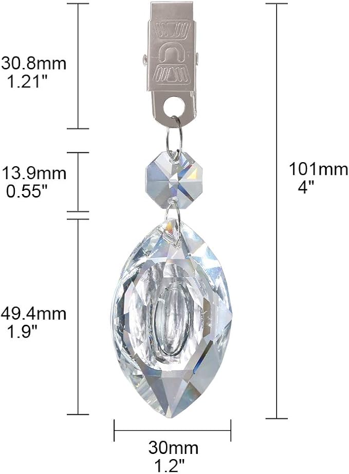 Swpeet 10pcs Eye Tablecloth Weights with Metal Clip Kit, Crystal Glass Teardrop Prisms Pendant for Outdoor Picnic Tables