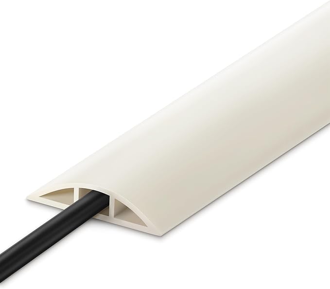 LZEOY 10FT Floor Cord Cover, Beige Cord Hider, Durable Cord Covers, Cable Floor Cover, Floor Cord Protector, Hide Cords, 10 Inches Length, 0.47" W x 0.24" H
