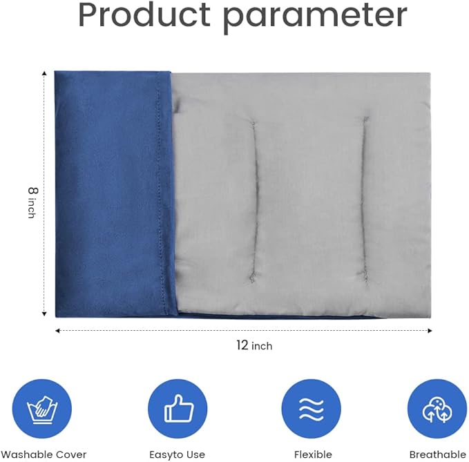 Heating Pad Microwavable with Washable Cover, 8 x 12 Multipurpose Microwave Heating Pad for Neck and Shoulders, Moist Heat Bean Bag Warm Compress for Knee, Muscles, Joints, Wrist, Abdomen (Dark Blue)