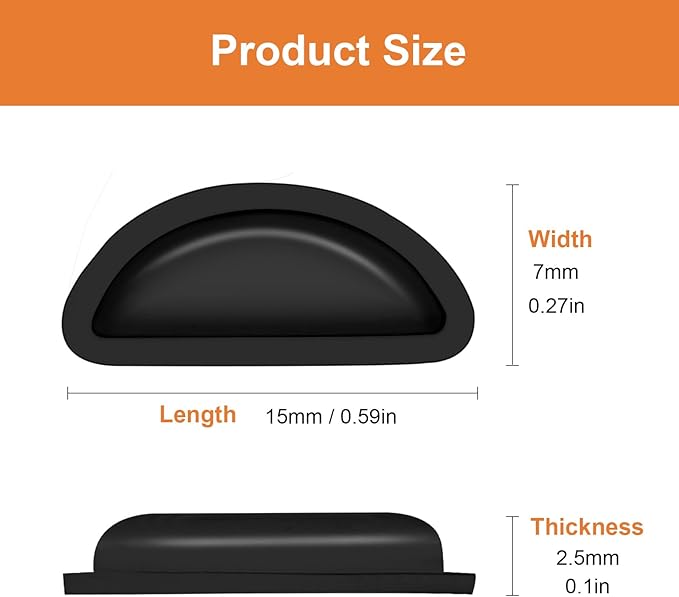 Silicone Anti-Slip Eyeglass Nose Pads, 2.5mm Thick Comfort Air Chamber Nose Pads for Glasses, with Sticky Backing (12 Pairs, Black)