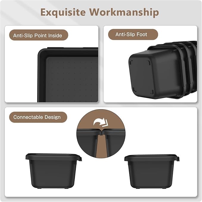A-LUGEI【Large Size】【5 Pcs】 Tool Box Organizer Tray Divider【Single Size】 Black Plastic Desk Drawer Organizer Garage Organization for Wrench Plier Hammer Bit Socket Extension Screwdriver Bolt Hex key