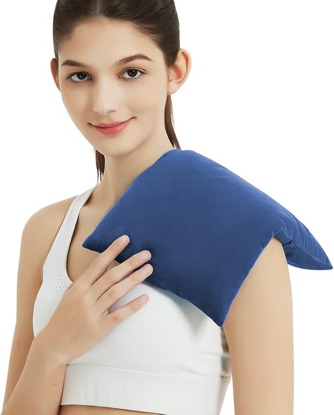 Heating Pad Microwavable with Washable Cover, 8 x 12 Multipurpose Microwave Heating Pad for Neck and Shoulders, Moist Heat Bean Bag Warm Compress for Knee, Muscles, Joints, Wrist, Abdomen (Dark Blue)