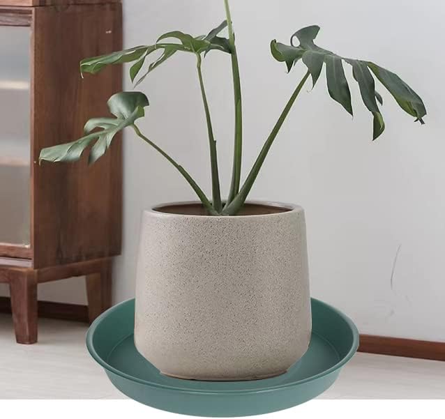Bleuhome 4 Pack of 16 inch Plant Saucer (13.5" Base), Heavy Duty Plastic Plant Tray for Pots, Flower Water Trays for Indoors, Bird Bath Bowls, Plant Drip Saucers for Planter 14"/15"/16" (Green)