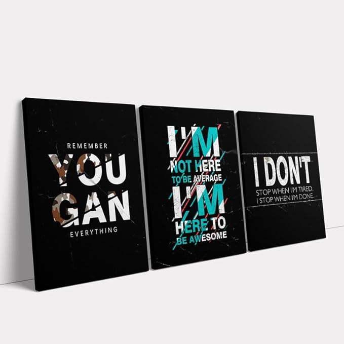 KAWAHONE -3 Pieces Inspirational Quotes Canvas Wall Art, Motivational Canvas Print Positive Encouraging Canvas Posters for Office Home Wall Decor Framed Gift