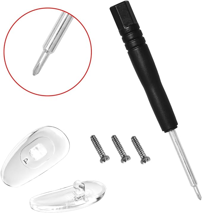 Replacement Screw-in Nose Pads for Prada Eyeglasses/Sunglasses.14.5mm.with Screw and Screwdriver (Silver)
