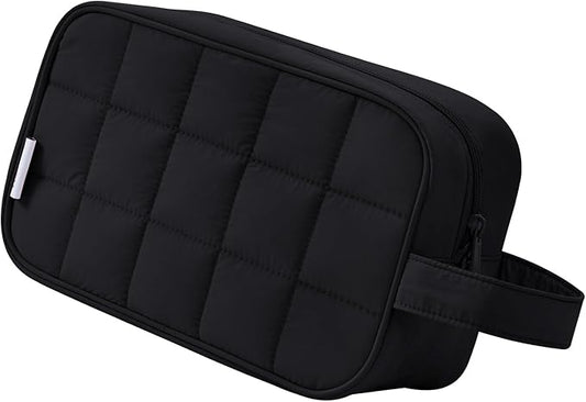 Narwey Puffy Travel Toiletry Bag for Traveling Women Girl, Travel Bag for Toiletries, Cute Travel Makeup Bag Organizer, Quilted Cosmetic Bag Make Up Skincare Medicine Bags
