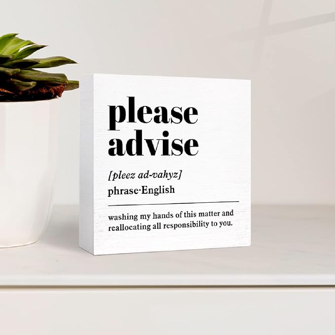 Funny Definition Desk Decor, Humorous Wooden Block Sign for Home Office & Cubicle, Office Gift for Friend or Coworker