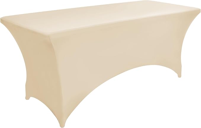 ZarzaaSik 6-Pack 6ft Spandex Table Covers for Rectangle Standard Folding Tables - Wrinkle Resistant Stretch Tablecloths - Ultimate Fitted Table Protector for Parties, Trade Shows, Wedding