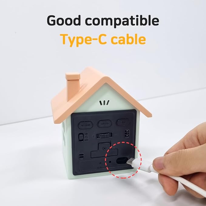 FLAITO Mood Home LED Table Clock – House-Shaped Night Light Alarm Clock with Auto-Dimming, Snooze, Date & Temperature Display – White & Maple Options, USB-C Cable Included (Maple)