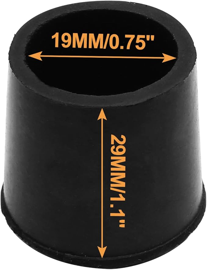 Piutouyar Round PVC Rubber Furniture Covers, 19mm / 3/4 Inches Table Chair Leg Tip Protectors, Non-Slip End Cap for Protect Surfaces, Black (32Pcs)