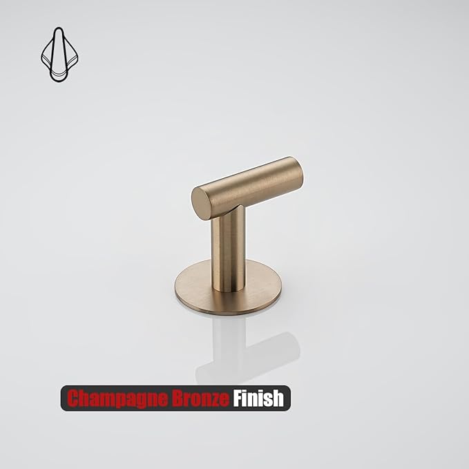 JQK Self-Adhesive Towel Hook Champagne Bronze, No Drill Stick-on Coat Robe Clothes Wall Hook for Bathroom, 2 Pack, 304 Stainless Steel, ATH110-CB-P2