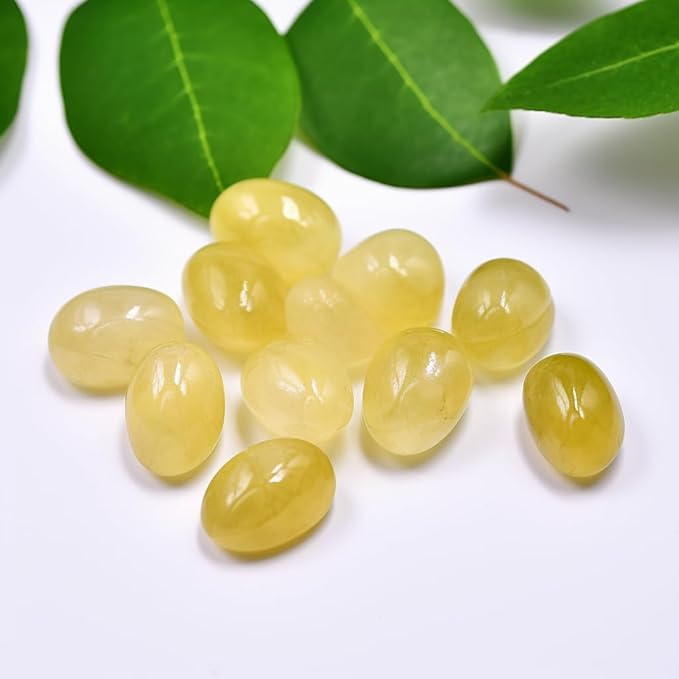 Polished Citrine Crystal Stones - 2 Pcs of 1.2" Worry Stone for Anxiety, Pocket Palm Stone Super Large Handpicked Natural Tumbled Gemstones for Meditation, Reiki, Chakra Healing, Home Decor