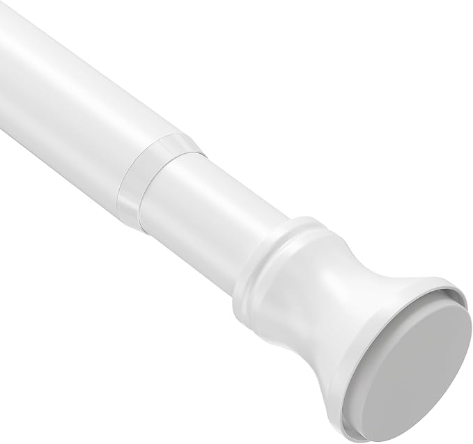 Amazer Spring Tension Shower Curtain Rod, 42-72 Inches Rust-Resistance Tension Curtain Rod Bathroom Rod, Adjustable Shower Curtain Rod No Drill, White