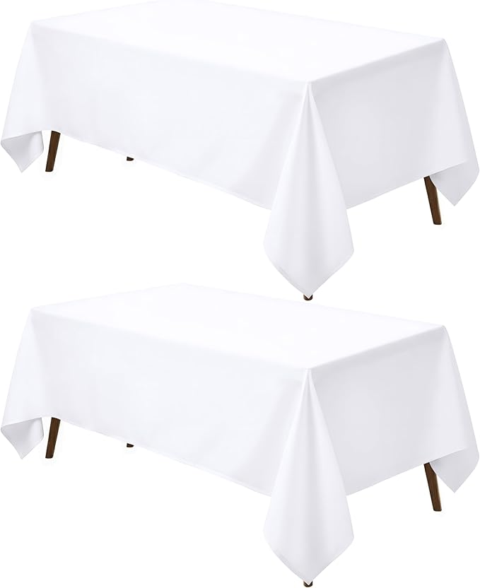 Utopia Kitchen Rectangle Table Cloth 2 Pack [60x120 Inches, White] Tablecloth Machine Washable Fabric Polyester Table Cover for Dining, Buffet Parties, Picnic, Events, Weddings and Restaurants