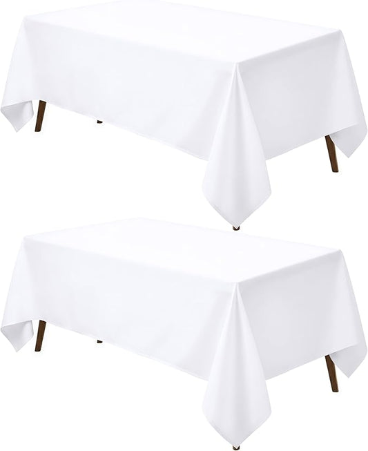 Utopia Kitchen Rectangle Table Cloth 2 Pack [60x120 Inches, White] Tablecloth Machine Washable Fabric Polyester Table Cover for Dining, Buffet Parties, Picnic, Events, Weddings and Restaurants
