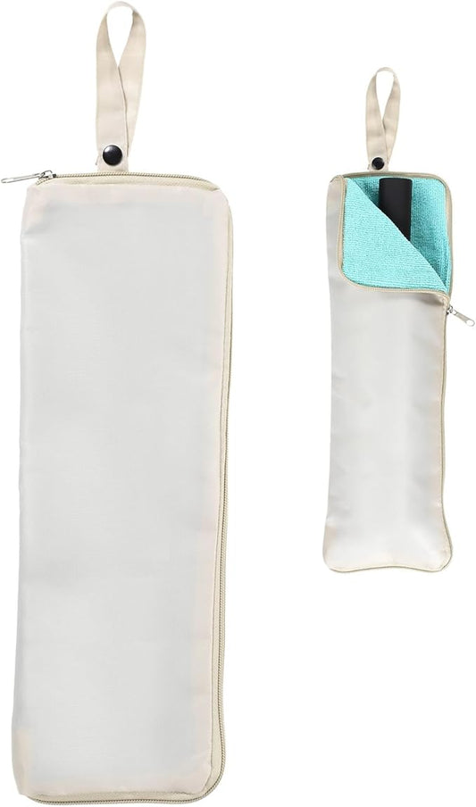 uxcell Wet Umbrellas Bag, 15 x 5 Inch Waterproof Oxford Cloth Reversible Umbrellas Sleeve Cover Portable Waterproof Case for Wet Travel Folding Umbrellas Travel Home Outdoor, Beige