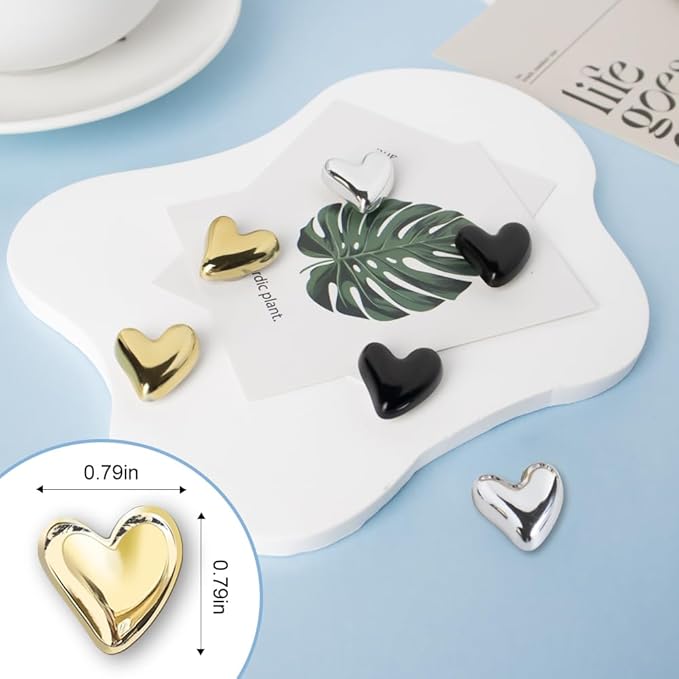 22Pcs Fridge Magnets,Cute Love Heart Decorative Magnets, Refrigerator Magnets for Whiteboard Cabinet Locker,Strong Holding Power,Black