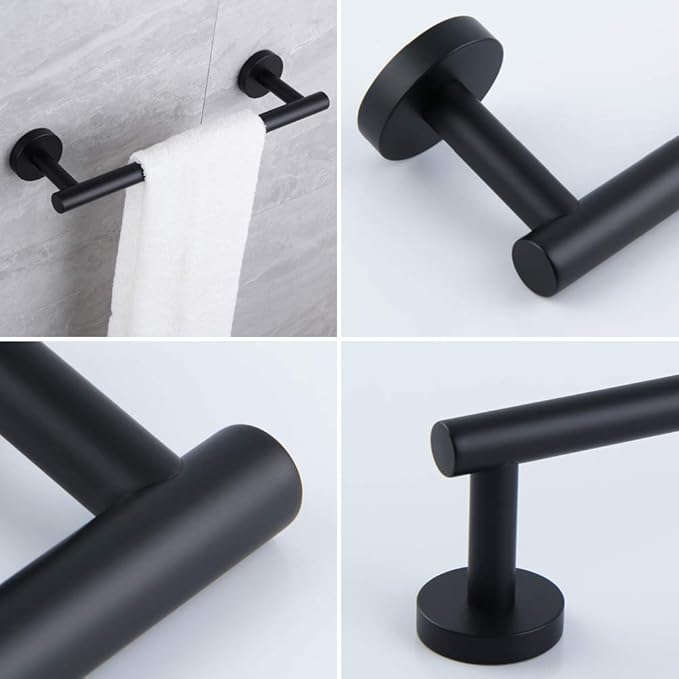 kimzcn Matte Black Hand Towel Bar SUS 304 Stainless Steel 12-Inch Towel Rack Holder for Bathroom Wall Mount