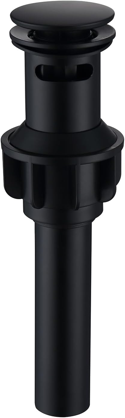 SevenGelok Black Sink Drain with Overflow Pop Up Sink Drain Stopper for Sink Faucet Vessel Vanity Bathroom Sink Drain Strainer with Hair Catcher Anti-Clog Strainer Matte Black, SD30-BK