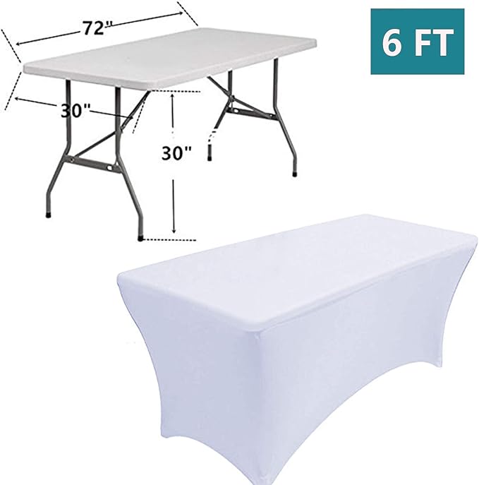 RELIANCER 2 Pack Stretch Spandex Table Covers for Rectangular Tables,6FT Elastic Fitted Tablecloth,Universal Rectangular Table Cloth Protector for Outdoor Party,Wedding,Bar,Birthday,Banquet,Events