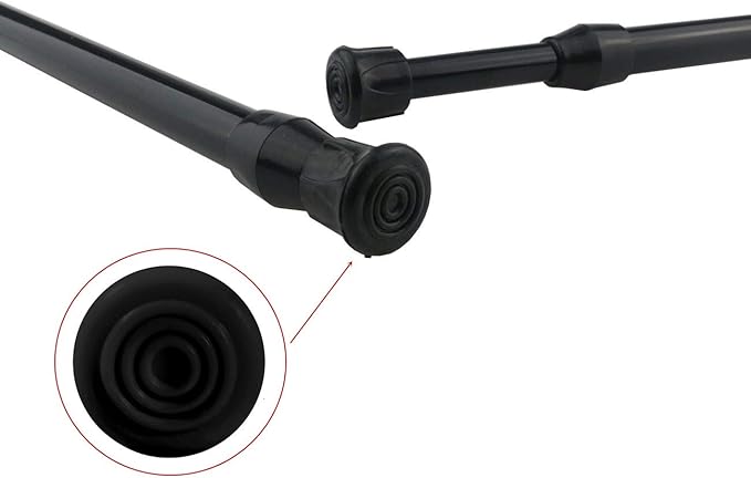 Tension Rods, 21.6-35.4 Inch Adjustable Spring Steel Cupboard Bars, 4 Pack Tension Curtain Rod Shower Rod Extendable Width (Black)